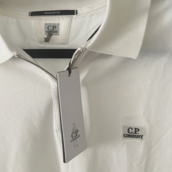 C.P. Company Men's Zipped Polo Shirt in Gauze White - Picture 5 of 6
